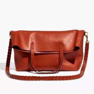 Madewell The Foldover Transport Tote: Whipstitched Edition in Faded Rust